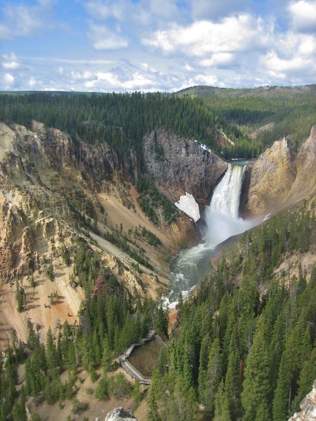 Red Rock Point Trail descends into the canyon for an awesome view of Lower Falls!