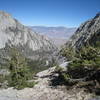 A brief pass in the mountains give a view from the Mt. Whitney Trail.