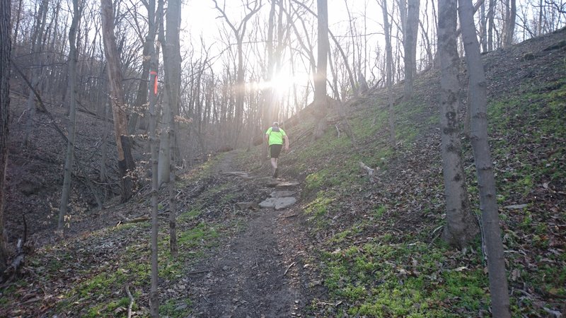 Climbing up the green trail