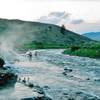 Boiling River bathers enjoy the many warm pools along the Gardner River.