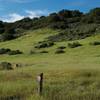 Hikers can be seen on the Ridgeview Trail, which runs parallel to the Sunset Trail on the hillside above.