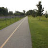 Trailhead in Marengo at parking lot looking east toward Union, IL.