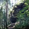 View of a giant boulder coming back down the trail, towards the parking lot.