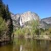 Yosemite falls  viewed from swinging bridge.