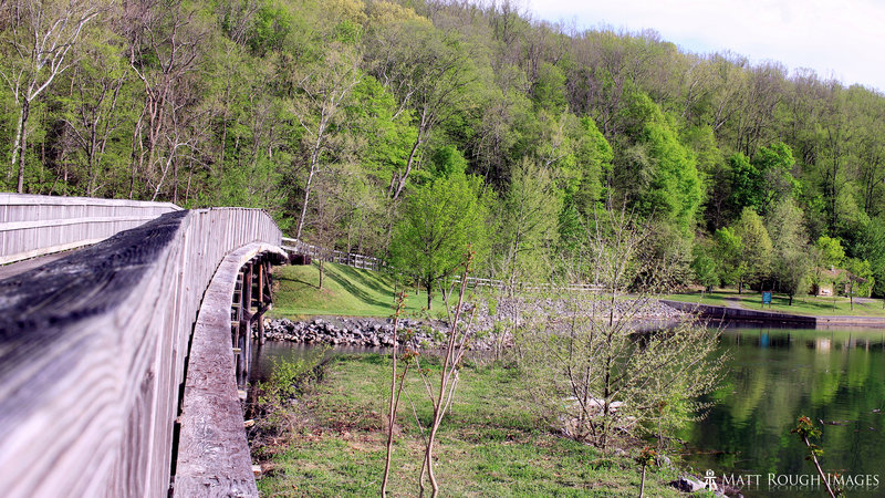 One of the walkways crossing Cheat Lake.