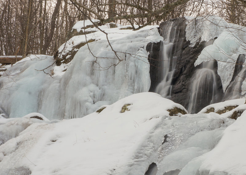 Dark Hollow Falls, frozen over in the winter.