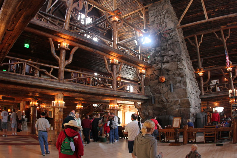 Inside Old Faithful Inn.