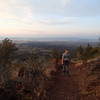 The trail is steep, but short enough that younger hikers have no problem. Tule Lake is visible in the distance.