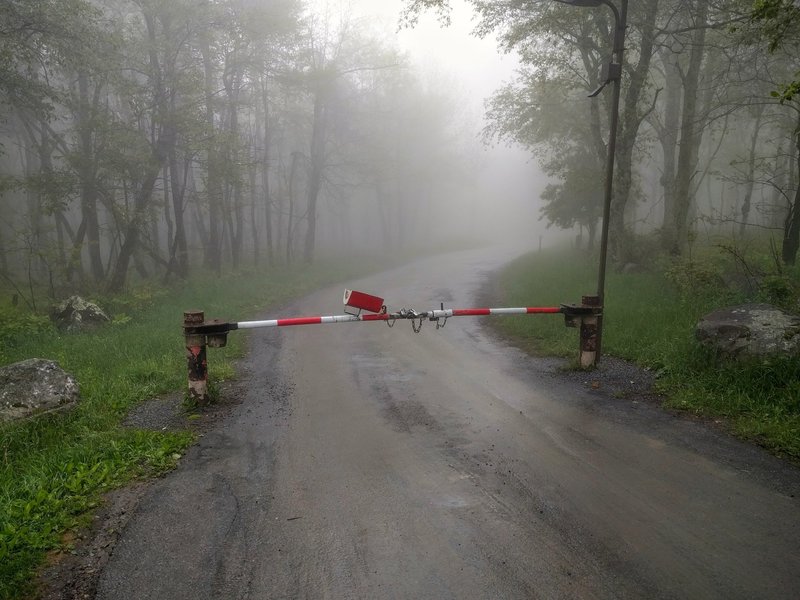 The Tanners Ridge Fire Road gate which is adjacent to the Skyline Drive.