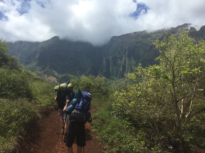 Descent into Kalalau Valley.