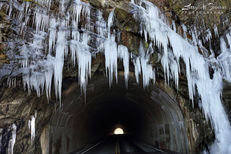 Mary's Rock Tunnel (Winter) at mile 32.2 along the Skyline Drive in the Central District.