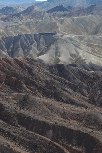 From the Red Cathedral Canyon Trail, view of Zabriskie Point.