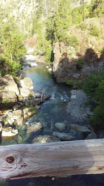 Downriver side (south) of Indigo Creek from the bridge. The water is AMAZINGLY clear.