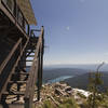 View of Bowman Lake from the steps of the lookout.