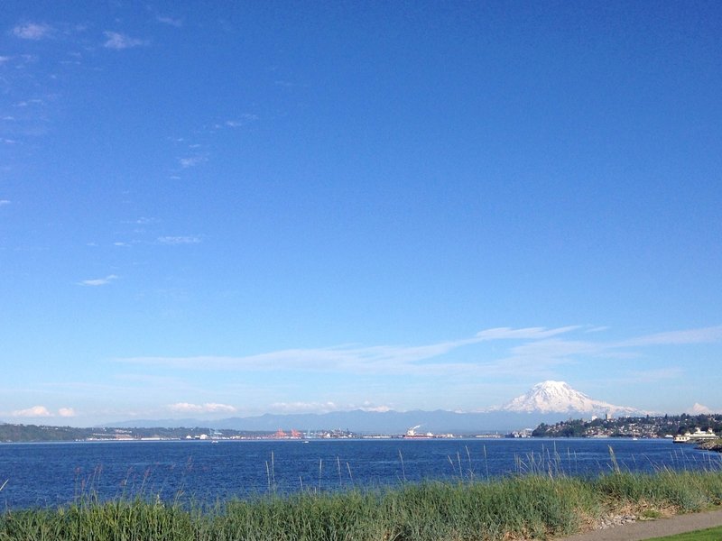 Photo on Jun 6, 2016, looking at the port of Tacoma towards Mt. Rainier.