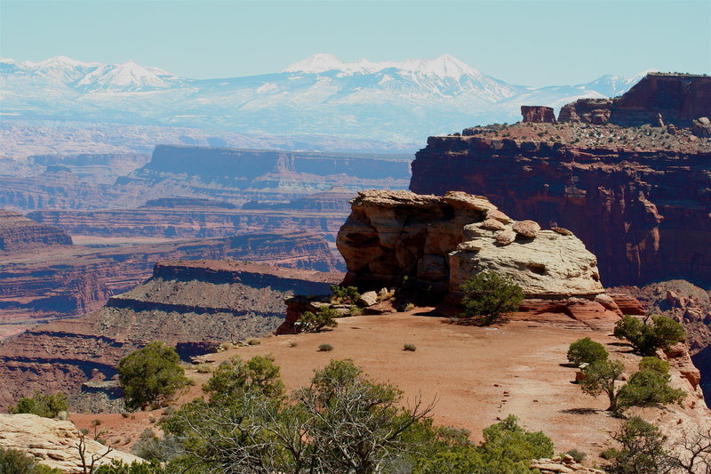 Shafer Canyon Overlook and the La Sal Mountains.