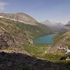 Looking at Gunsight Lake from Gunsight Pass