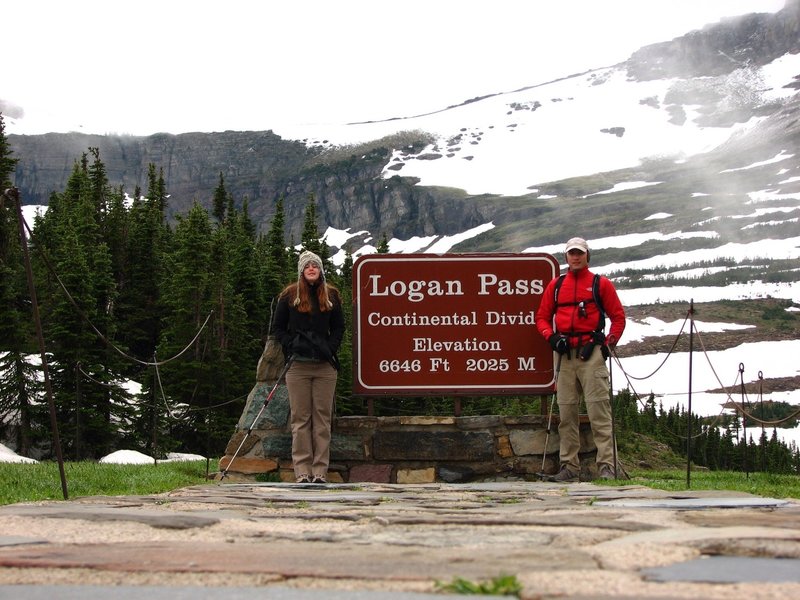 At the Continental Divide prior to hiking the Highline Trail.