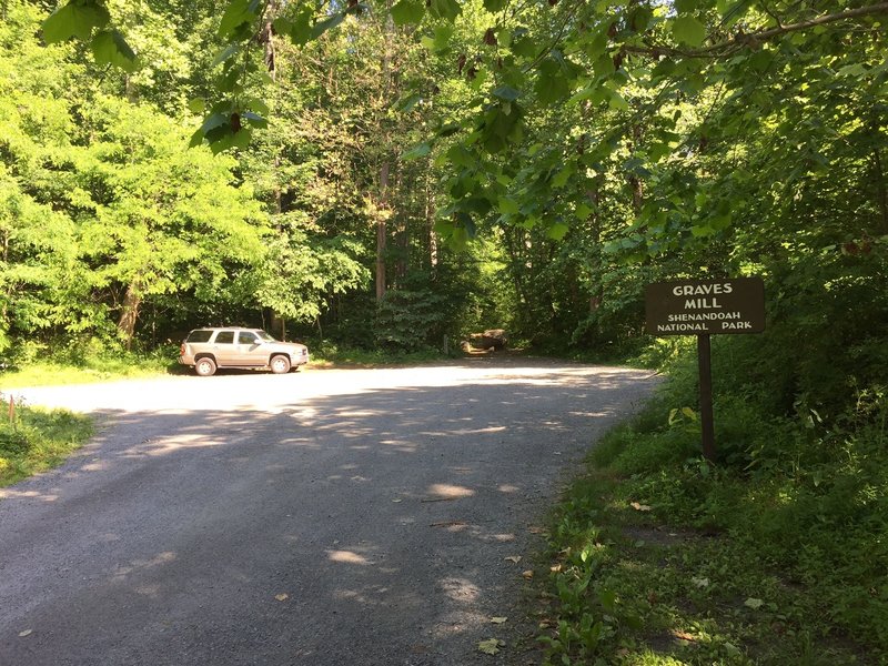 The parking area and start of the Graves Mill Trail.