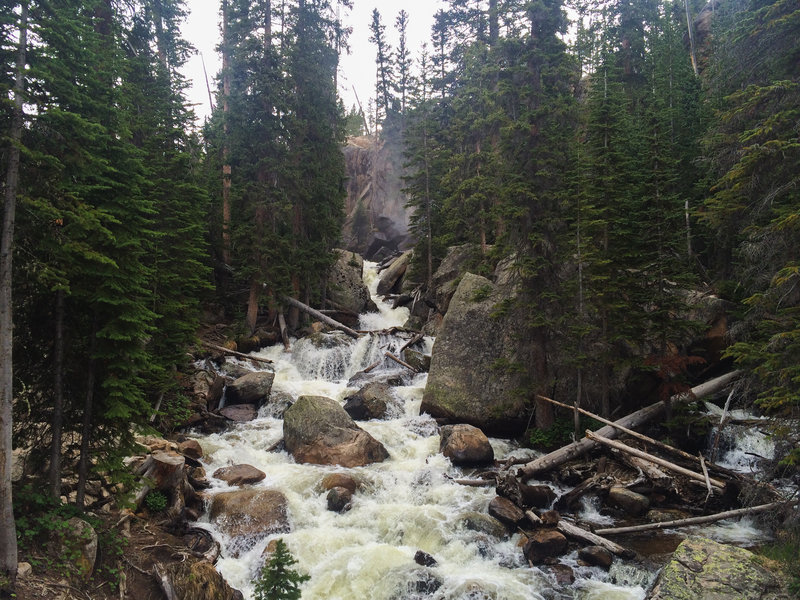 Ouzel Falls from the bridge. Head up to the left for a close up view.