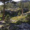 Starting up the switchbacks toward Gilmore Lake; this section of the trail is very rocky.