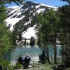 No better place to take a lunch break; on the shore of Stella Lake, under the summit of Wheeler Peak.