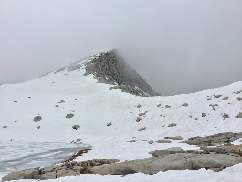 Unnamed frozen lake and pass above Blue Canyon on Kettle Ridge.