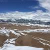 On the top of High Dune looking east toward the San De Cristo Mountain to the east of Sand Dunes National Park.