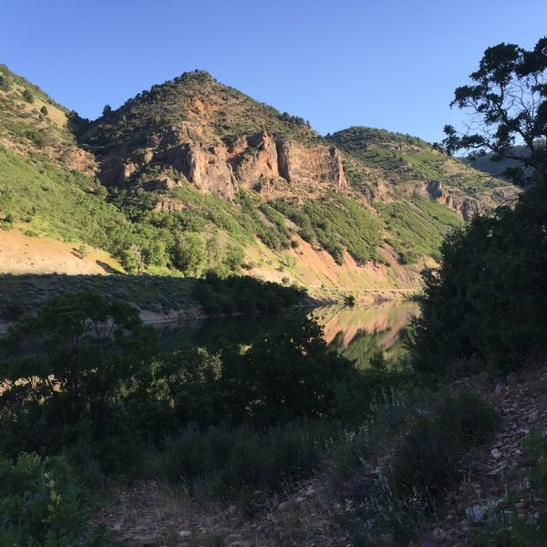 A small set of cliff bands above Causey Reservoir, near Canp Kiesel.