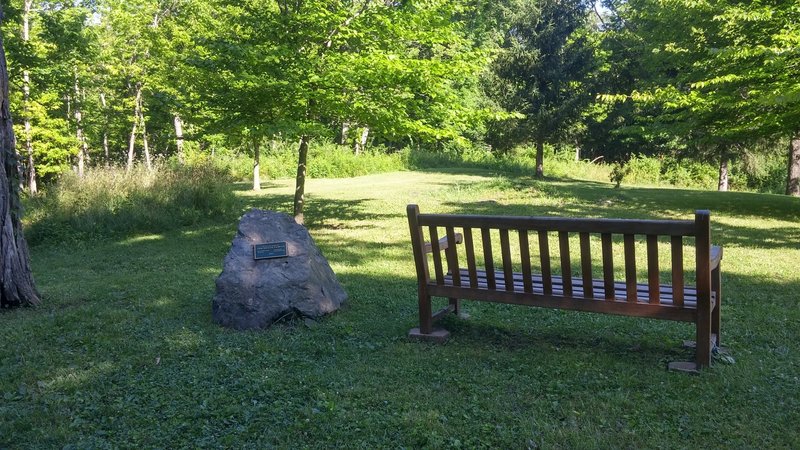 Traveling from north to south, this is the view of the Beach memorial. Trail continues across the clearing.