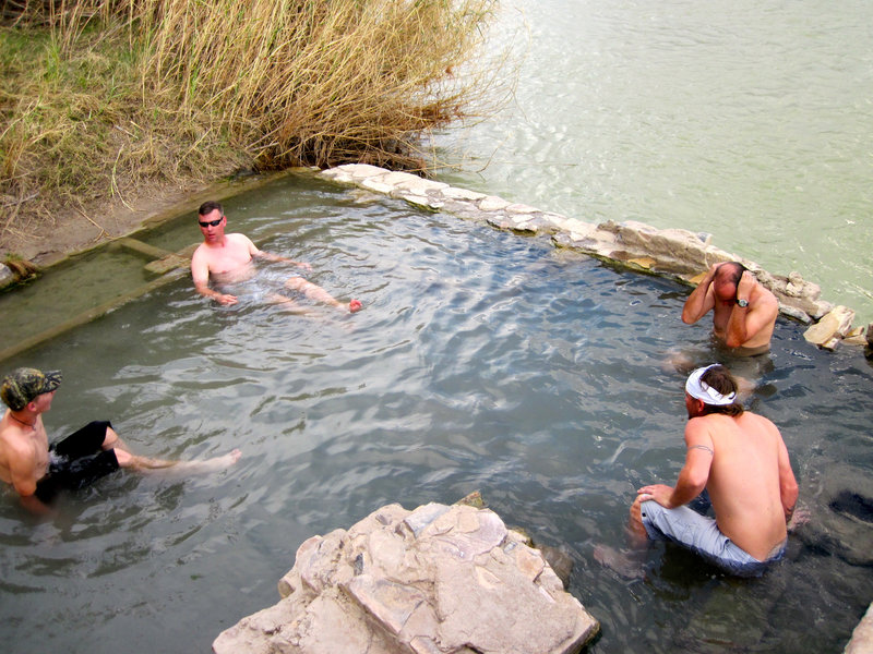 A group enjoys the canyon's namesake hot springs.