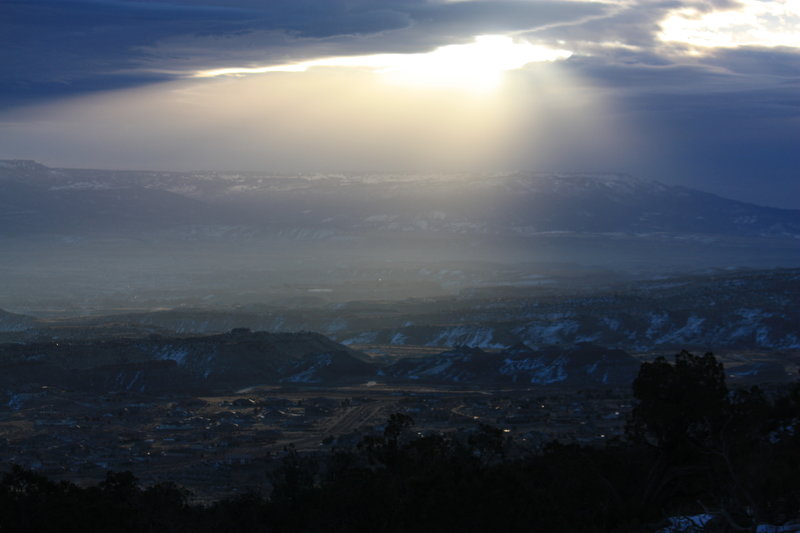 Sunrise over Grand Junction from the Lower Liberty Cap Trail. with permission from Hobbes7714 Photo Credit: Andrew Wahr  Link: https://twitter.com/WahrAndrew