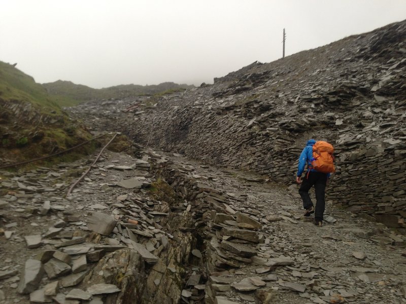 Trudging up the trail in typical conditions.