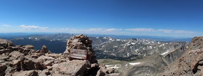 Descending from Longs Peak summit to The Narrows.