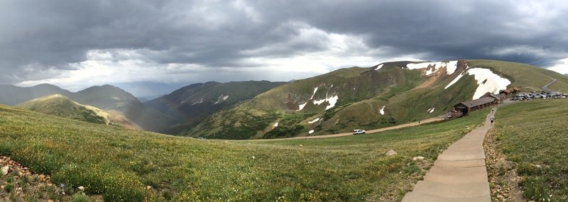 Photo on Jul 18, 2016.  Wonderful view but unpredictable weather:  sunshine, rain, hail, thunder and rainbows.  Be prepared!