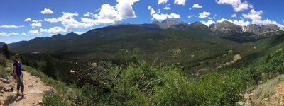 Great view coming down the trail.  Sprague lake off to the left.