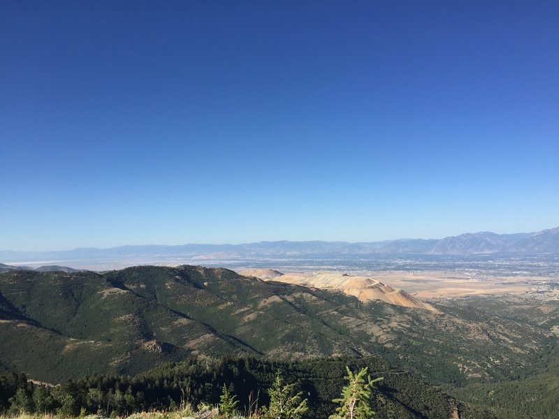 View from meadow of Salt Lake City and Kennecott copper mine.