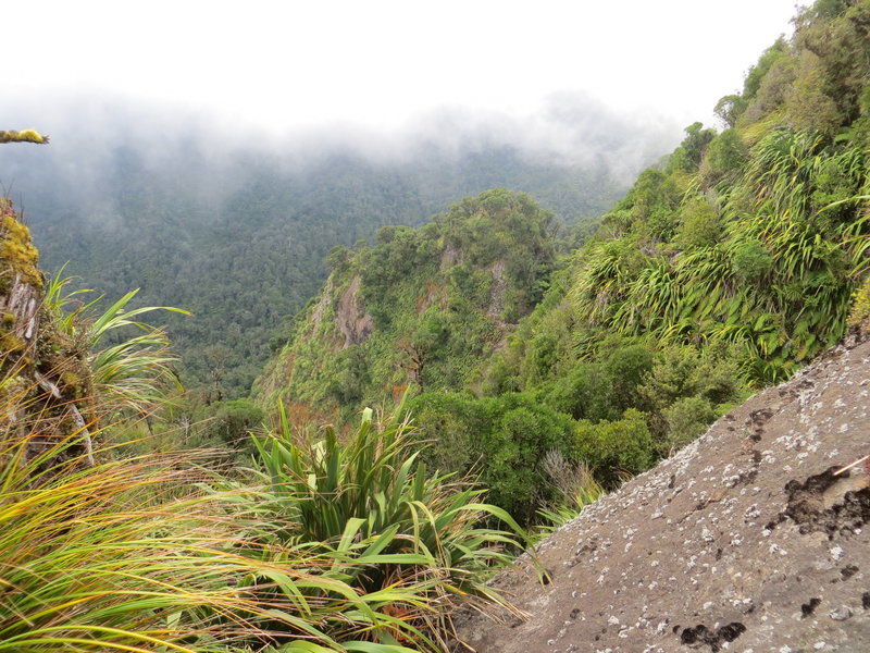 The Bell Track skirts these rocks above a deep valley. with permission from johnrag