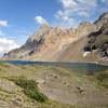 Snowdrift Lake with Veiled Peak and Mount Wister in the background.