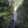 Looking down towards the big falls from the bridge above Twin Falls.