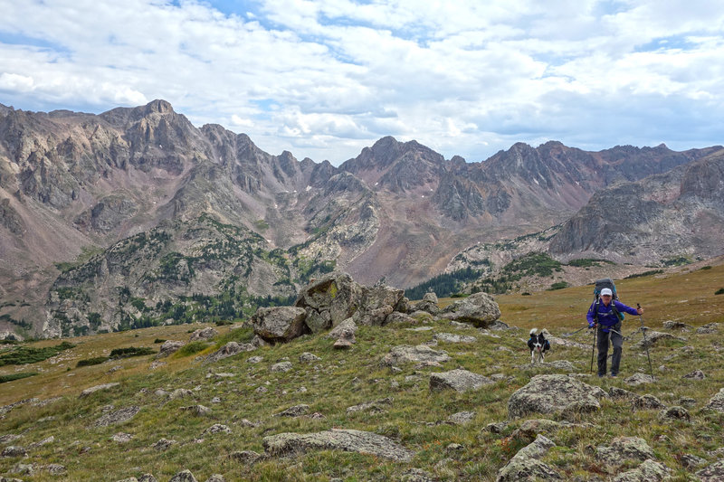 Hiking up the ridge between South Rock Creek and North Rock Creek.