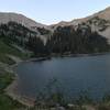 A view of the east side of lower Red Pine Lake, as well as part of the trail that goes around the lake.