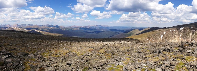 On Mt Chiquita looking northwest toward Flatiron Mt and Chapin Creek.