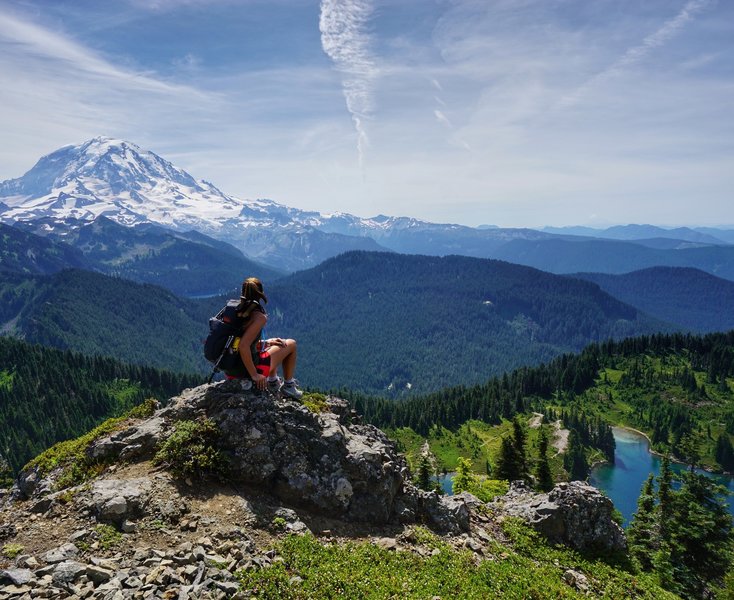 Just past the Tolmie Peak Fire Lookout at the top of Tolmie Peak - use extreme caution here, beware of very steep drop-offs.