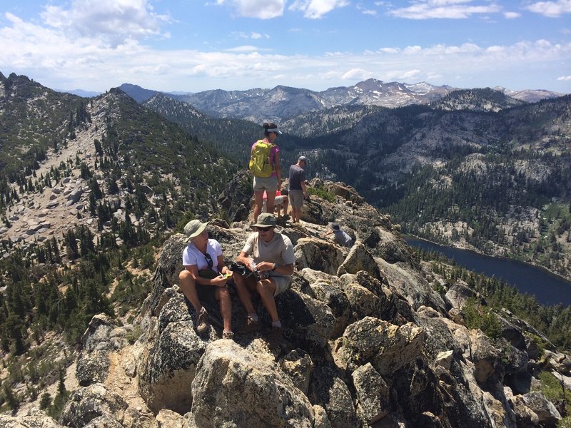 Looking at Stony Ridge Lake and the Desolation Wilderness from the top of Rubicon Peak