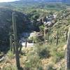 The trail will drop as you come to a rock outcropping, to the right will be Ernie's Falls. Water is seasonal.