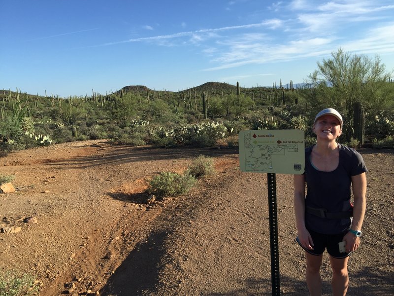 Laura enjoying a quick breather at the end of Red Tail Ridge Trail.