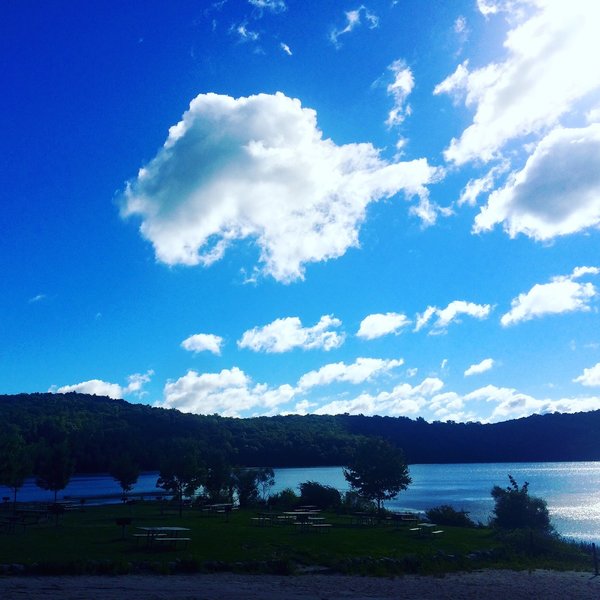 View from right near the trailhead, beside Shepard Pond. Swimming is sometimes permitted here.