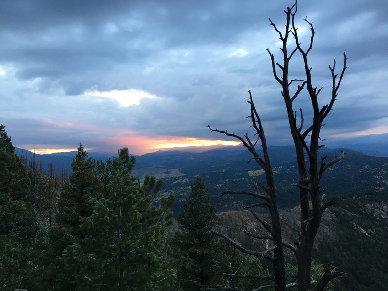 Sunset off the western ridge of Bear Peak.