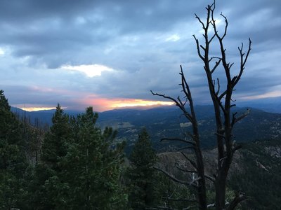 Sunset off the western ridge of Bear Peak.